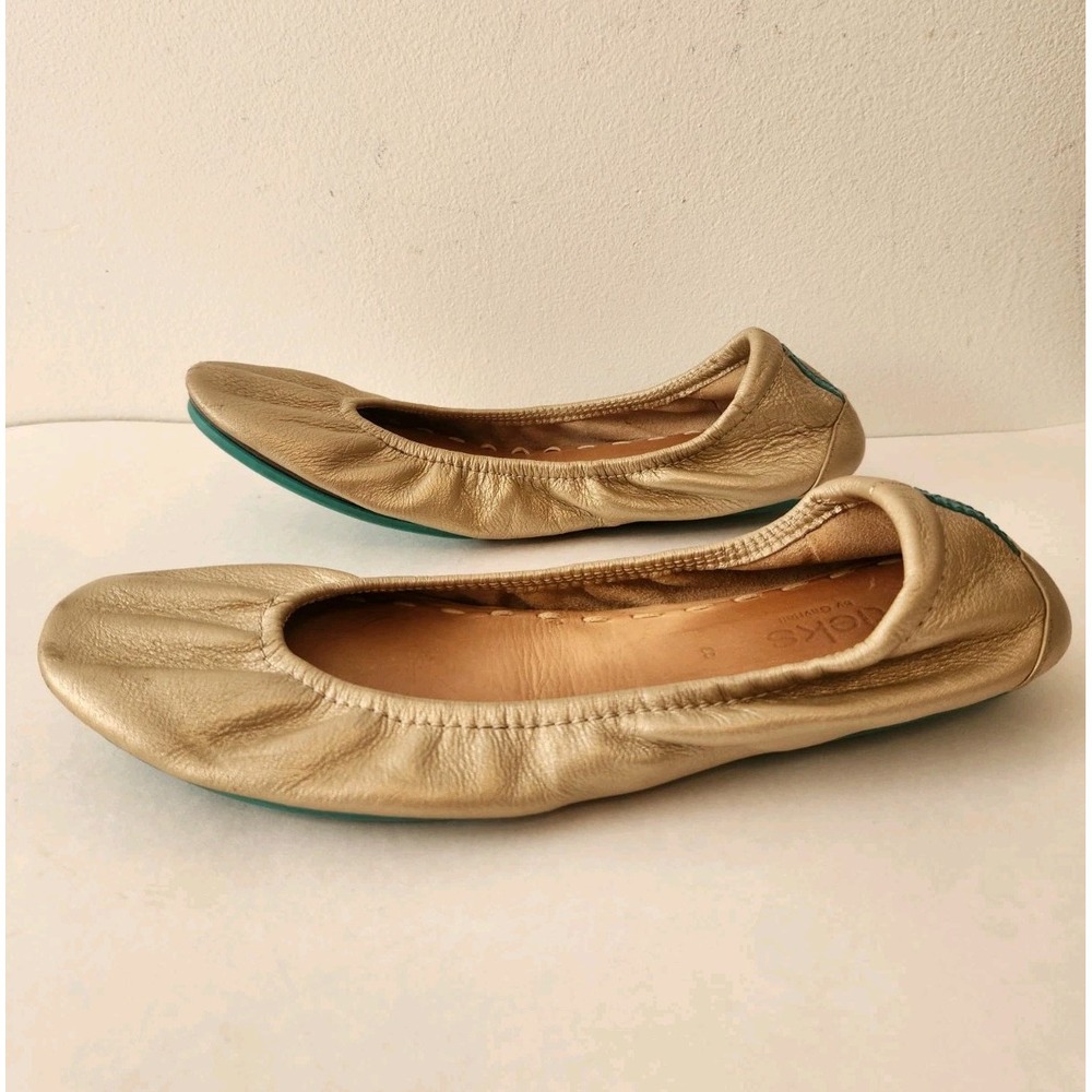 Gold Leather Tieks by Gavrieli Women Ballet Shoes Foldable Flats Champagne 8 - Picture 2 of 9